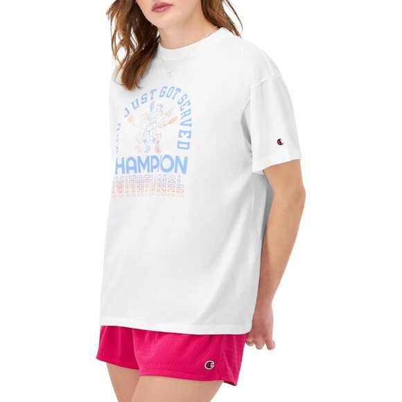 🆕 Women White Classic Oversized Comfortable Soft Ribbed Neckline Tennis T-Shirt - Picture 3 of 5